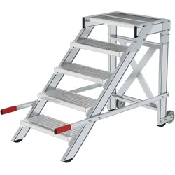 Munk Arbeitspodest fahrbar, Stufenbreite 600 mm, Stahl-Gitterrost - 050433