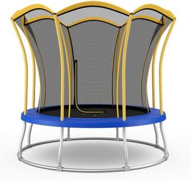 Costway 8 Feet Outdoor Unique Flower Shape Trampoline with Enclosure Net-Yellow