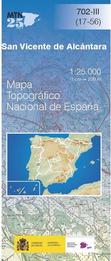 Carte topographique de l'Espagne n° 0702.3 - San Vicente de Alcántara   CNIG - 1/25 000