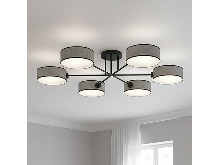 Plafonnier Maga Type A 105 x 22 x 105cm Gris/Gris clair 6 Tissu mélangé E14
