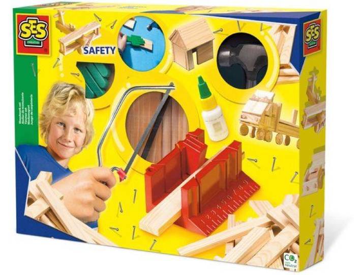 SES Creative Timmerset Luxe - Montessori speelgoed - Hamer Zaag Verstekbak - Deluxe