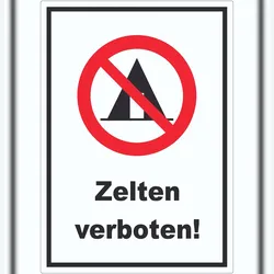 HB-Druck Zelten verboten Aufkleber A2 (420x594mm)