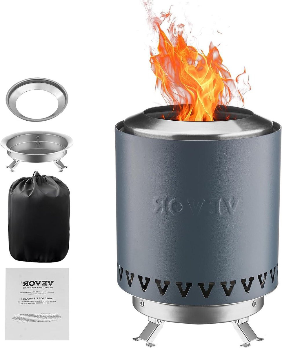 Draagbare vuurplaats tafelblad Smores Maker met roestvrij stalen bovenblad en opbergtas, blauw
