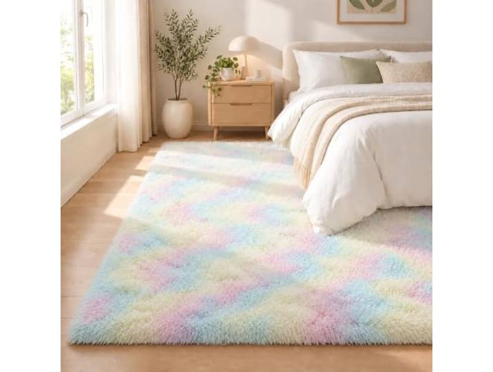 Flauschig Teppich Rutschfest Anti-Rutsch Einfarbiges 90x270cm Regenbogen Flauschiger Kinderteppich Pflegeleicht Waschbar Flauschig Weich Fürs Küche Kinderzimmer