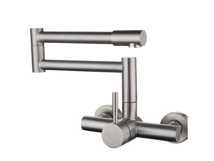 Robinet mural double trou en acier inoxydable 304 pour évier de cuisine, bassin à légumes, robinet pliable universel chaud et froid