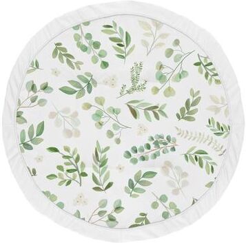 Sweet Jojo Designs Floral Leaf Collection Girl Baby Tummy Time Playmat - Green and White Boho Watercolor Botanical Woodland Tropical Garden