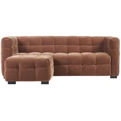 Design-Sofa mit 3 Plätzen und Hocker aus samtigem Rostbraun Veloursstoff CORTO