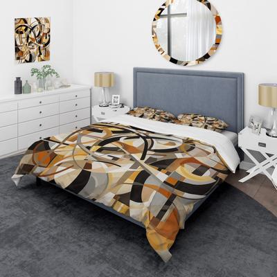 DESIGN ART "Designart ""Mid Century Artistic Transformations I"" Yellow Mid-Century - Bedding Set With Shams"