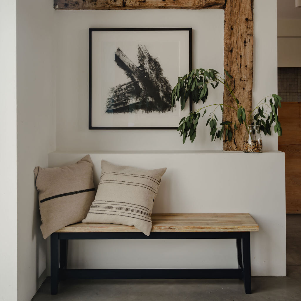 Fernleaf Doria Solid Wood Bench Navy Blue H44.8 x W140 x D32cm