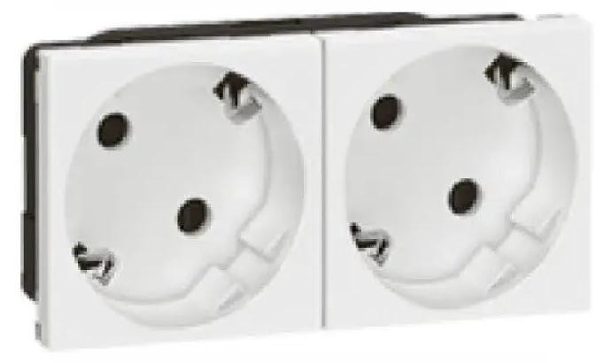 Legrand MOSAIC 16A 250 VSDO 2 dubbel stopcontact, zuiver wit