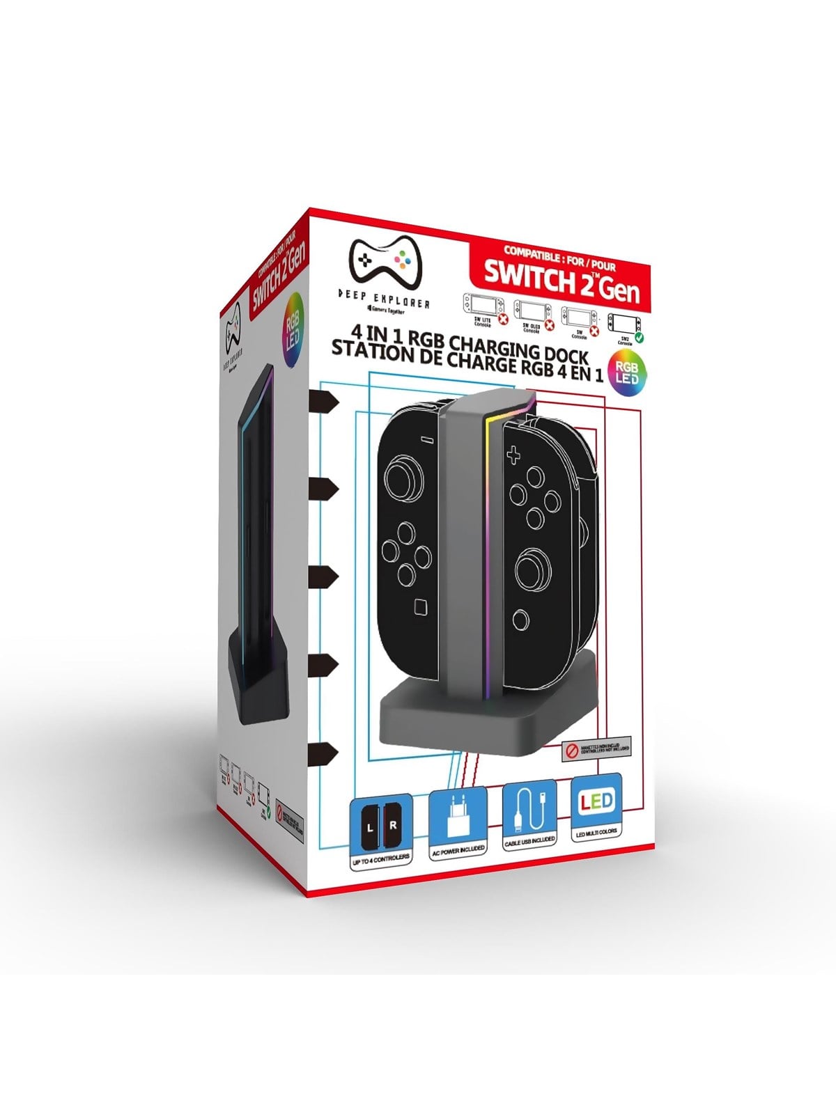Deep Explorer 4-in-1 Joy-Con 2 Ladestation - Ladegerät - Nintendo Switch 2