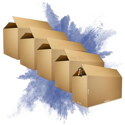PROREGAL 5x Versandkarton 2-wellig | LxBxH 1200 x 600 x 600 mm | Mit Höhenriller & Belastbar bis 30 kg | Faltkarton Karton Paket für Versand mit DHL