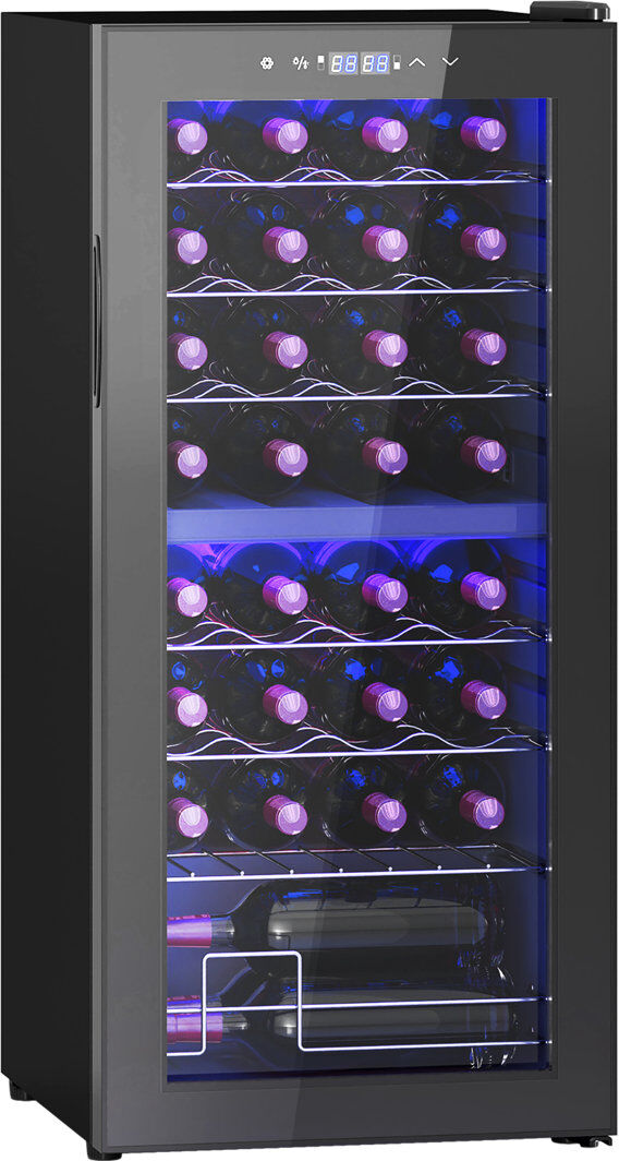 Latitude Run Berhley 86L Undercounter Wine Cooler Fridge with LED Light 32 Bottles Black 95cm H X 43cm W X 45cm D