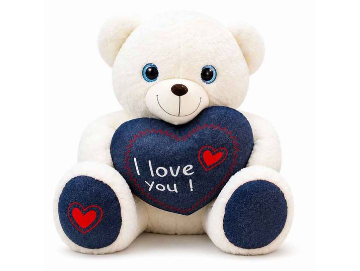 Krüger & Gregoriades Kuscheltier 80 cm Teddybär mit Jeansherz Dylan - ca. 80 cm (1-St)
