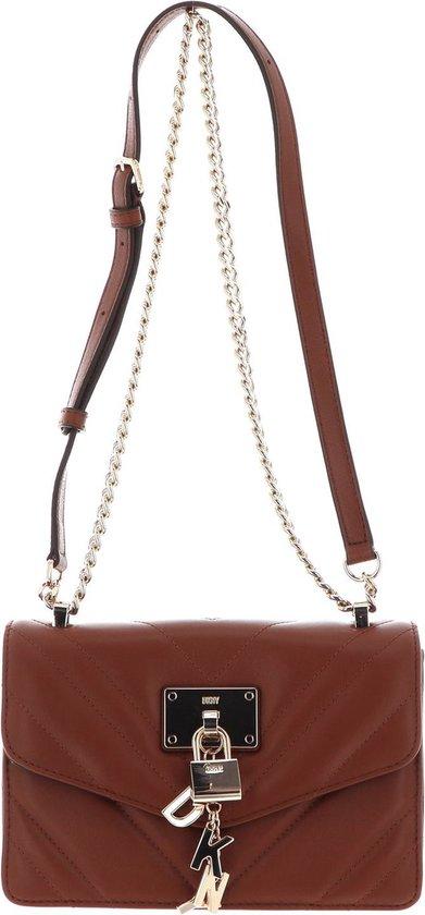 Dkny Elissa Umhängetasche aus Leder, 3 Fächer, Karamell, 14 x 21,5 x 7 cm
