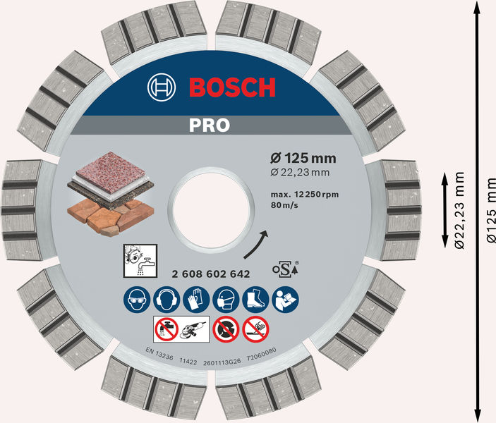 Bosch PRO Multi Material Diamanttrennscheibe, 125 x 22,23 mm 2608602642