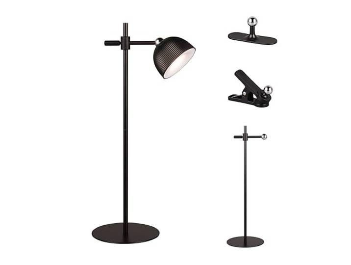 Reality Leuchten LED Akku Tischleuchte Maxima R57791102, Metall Schwarz matt, inkl. 3 Watt LED, 4-fach Touch, inkl. Standfuß & Wandbefestigung & Klemmvorrichtung