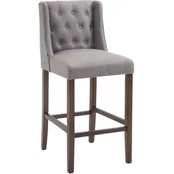 CLP Barhocker Cassandra Stoff Antik-dunkel   Farbe: hellgrau, Gestell Farbe: antik-dunkel