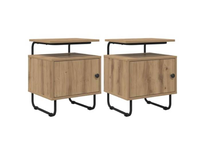 KUTYWEXFM Nachttisch 2er Set Artisan Eiche Beistelltisch 40x36.5x50 cm Moderne Nachtschränke mit Tür für das Schlafzimmer. Bieten Stauraum und schützen Böden dank integrierter Gleiter.