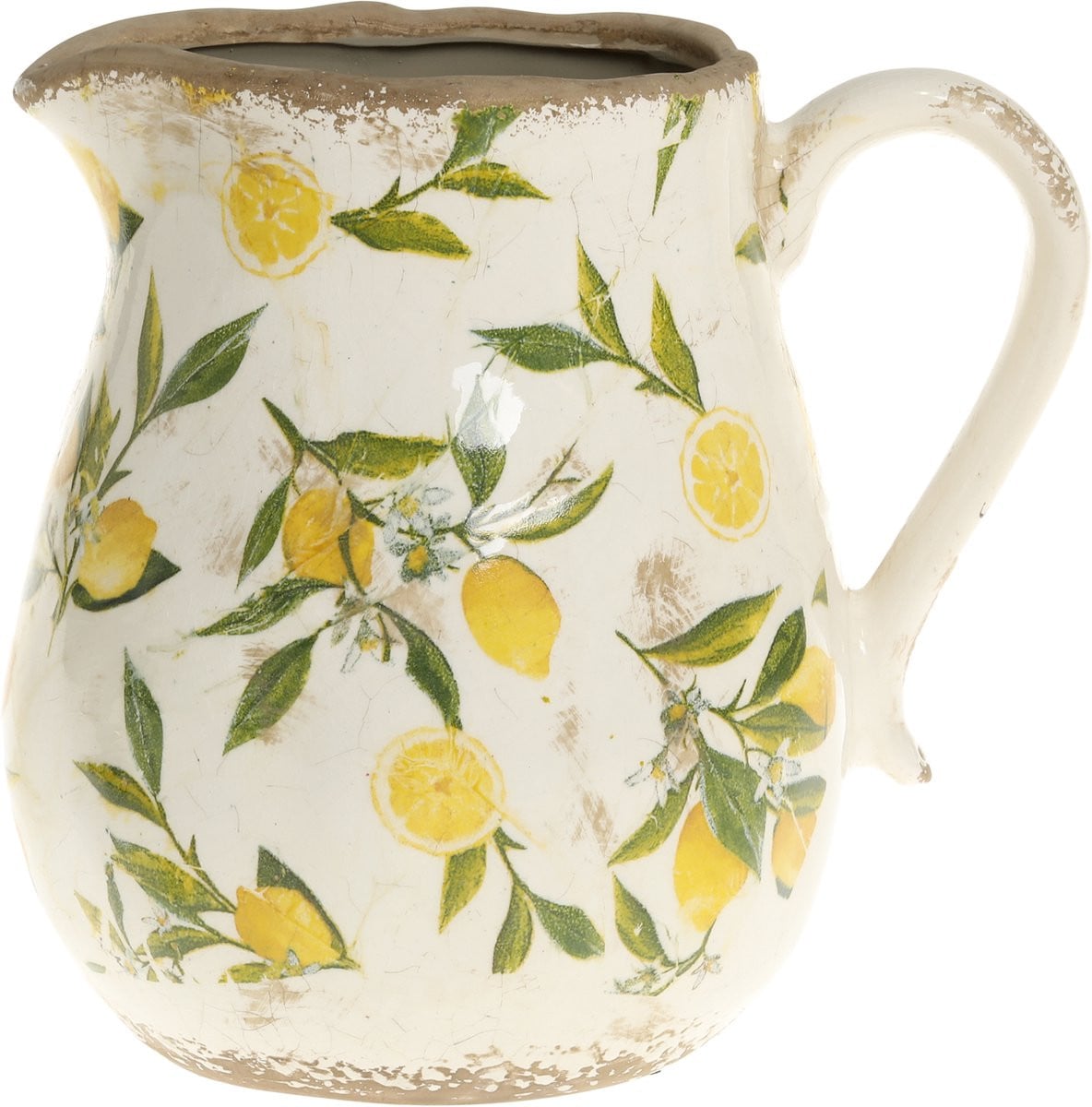 Chic Antique Limone Kan met Citroenmotief - Keramische Vaas - Hoogte: 20 cm