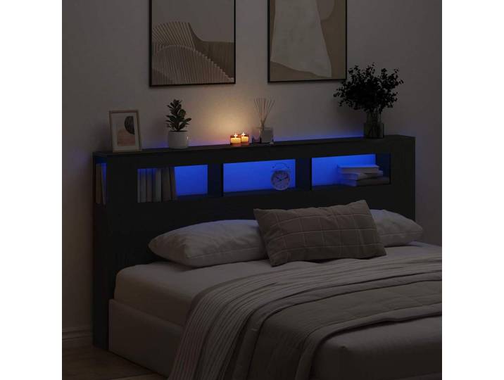 Tête de lit étagée en chêne noir 200 x 18,5 x 103,5 cm