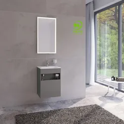 Keuco Stageline Waschtisch-Unterschrank 32822290002 Lack Inox Seidenmatt, Glas Inox satiniert, 46x62,5x38cm, ohne Elektrik, rechts