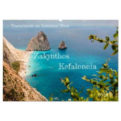 Zakynthos und Kefalonia Trauminseln im Ionischen Meer (Wandkalender 2026 DIN A2 quer), CALVENDO Monatskalender
