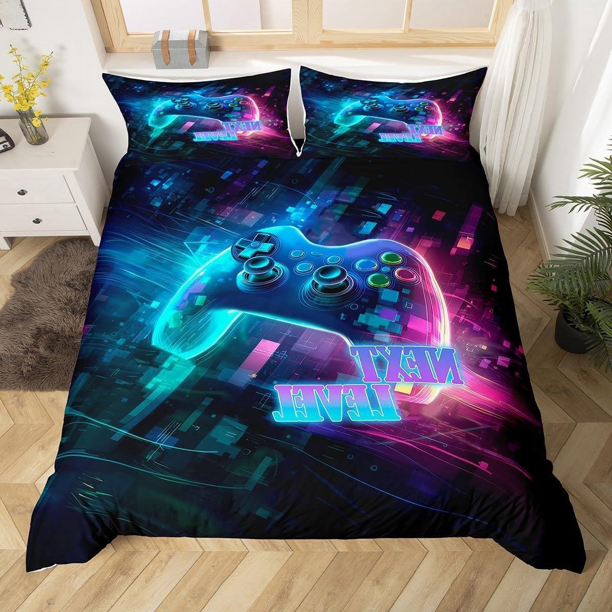 Dekbedovertrek Set Gamer Beddengoed Gradiënt Cyaan-Paars 200x200 cm