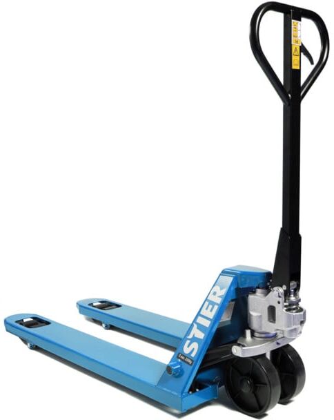 Transpalette STIER, bleu, charge 2 500 kg, longueur des fourches 1 150 mm, chariot élévateur manuel, transpalette, galets en nylon, angle de braquage 210°, transpalette à main, transpalette 2 500 kg (903852)