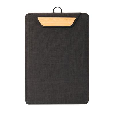 SIGEL KB221 Klemmbrett DIN A5 dunkelgrau/beige mit Aufstellfunktion, stylisches Clipboard mit edler Leinenstruktur, leicht abwischbar, Speisekarten