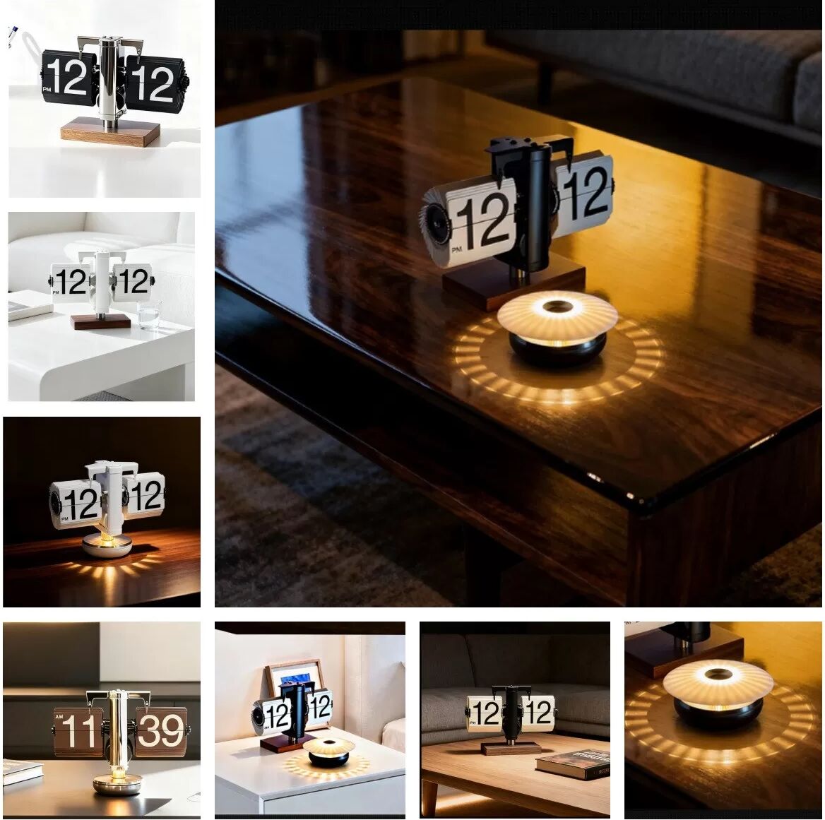 INF Réveil à Bascule Multifonctionnel avec Lumière Ambiante - Lampe de Chevet