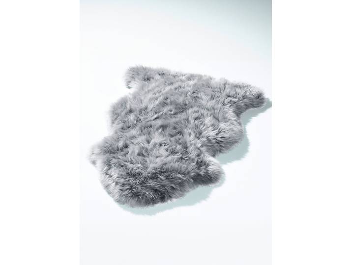 Vorleger aus echtem Lammfell in Tierform, Silber