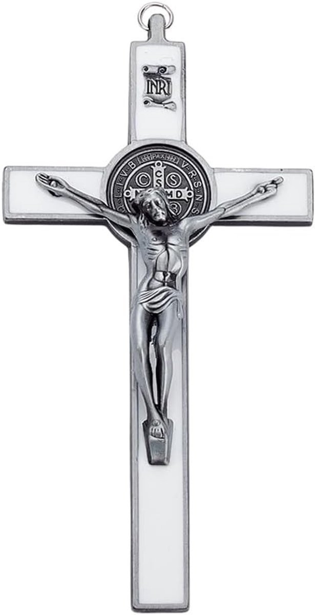 Antieke Zilveren Crucifix Wanddecoratie in Renaissance Stijl met Jezus