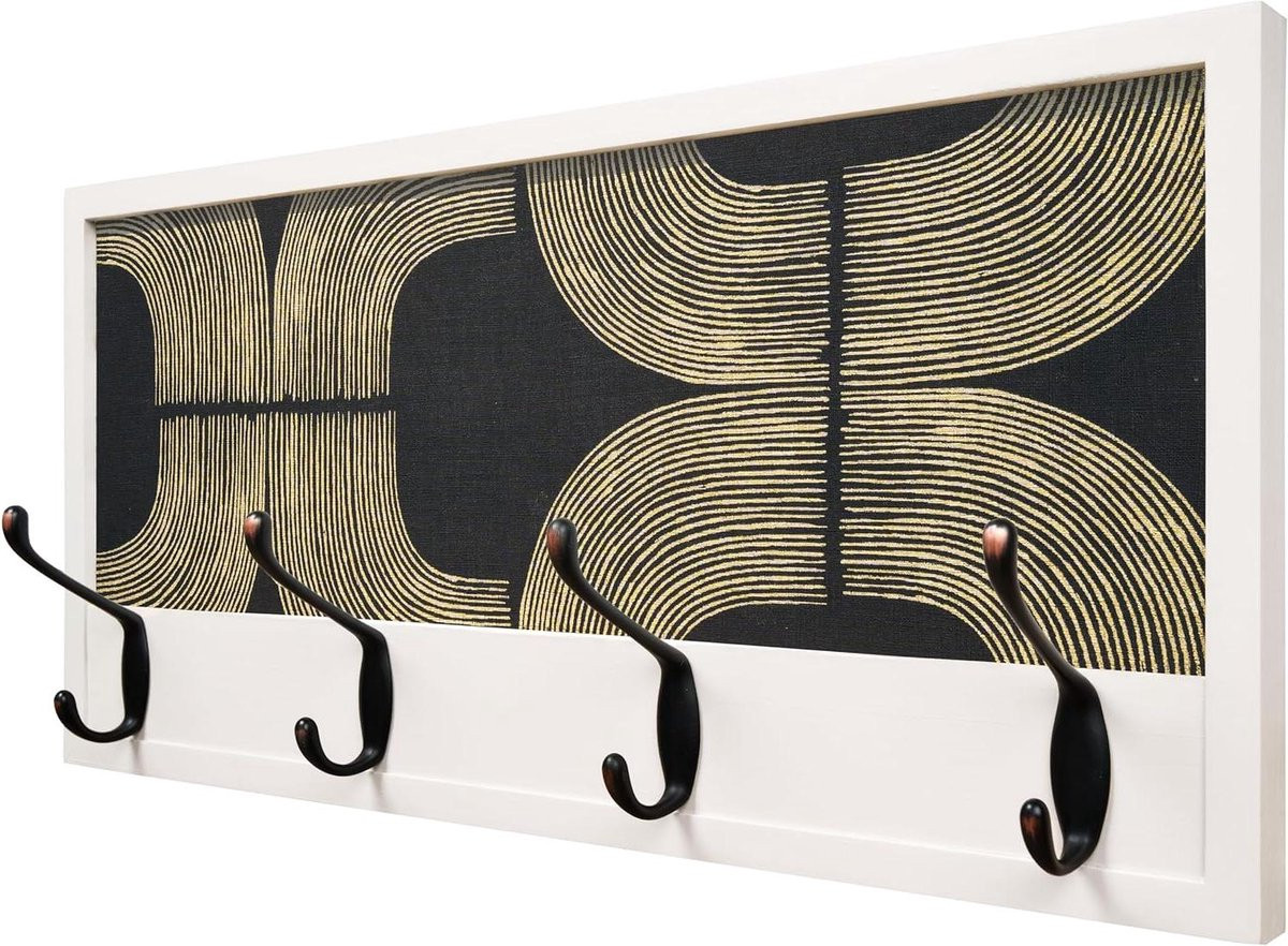 Houten Wandkapstok met 4 Haken - Modern en Ambachtelijk Ontwerp