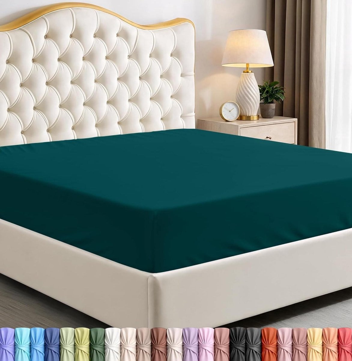 Turkoois Hoeslaken Queen Size met Diepe Zak voor Volwassenen