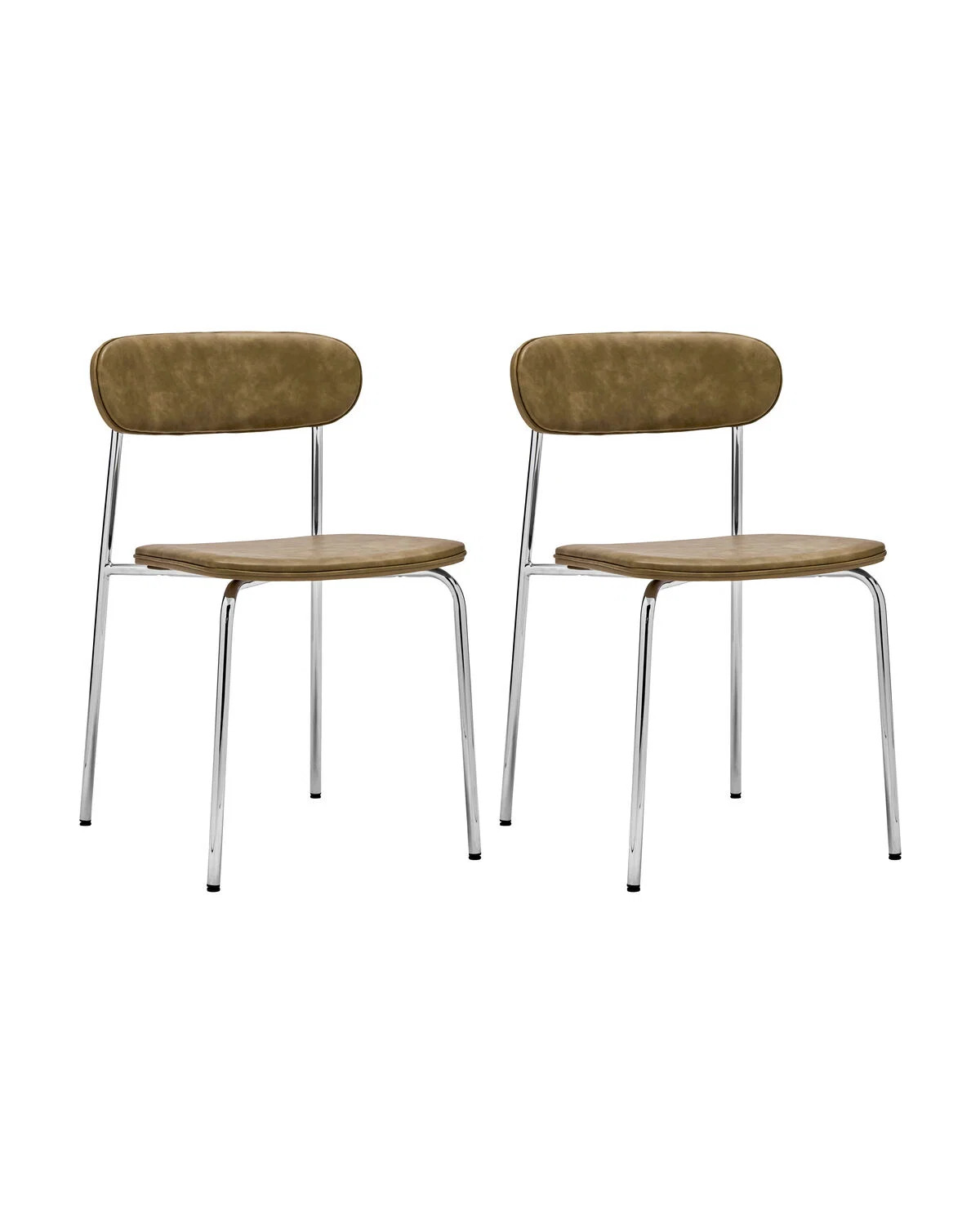 House Doctor Pova stoelen set van 2 stuks in beige en bruin met imitatieleer