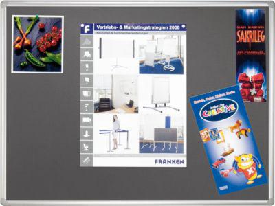 Franken Pinnwandtafel PRO, Filz, Wandmontage im Hoch- & Querformat, Aluminiumrahmen, grau, 900 x 600 mm