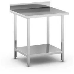 Edelstahl-Werkbank mit Ablage und Zaun, 800 x 700 x 850 mm