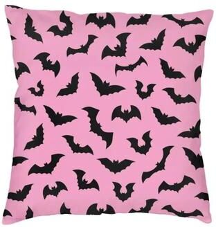 Uplifted Finds Pastel Goth Pink And Black Bats Pillow Cover Halloween Decorative Witch Cushion Case 45x45cm 1 50 X 50 Cm