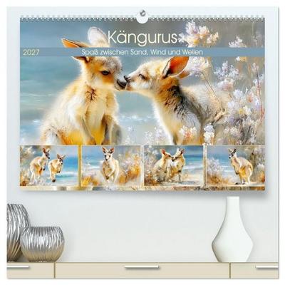 Kängurus. Spaß zwischen Sand, Wind und Wellen (hochwertiger Premium Wandkalender 2027 DIN A2 quer), Kunstdruck in Hochglanz
