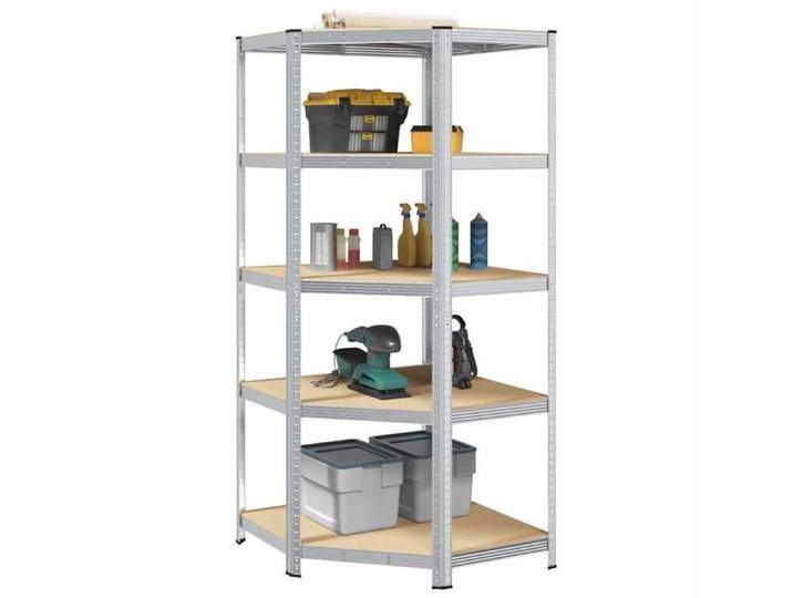 Étagère d'angle Argenté - Étagère industrielle - pour maison - 90x90x198cm - Bois d'ingénierie LH73524