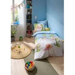 kaeppel Kinder-Bettwäsche Renforcé Beach Day aqua 135x200 cm + 80x80 cm