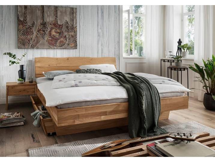 Doppelbett Kopfteil Baumkante 'Astoria II' 180x200cm Wildeiche geölt