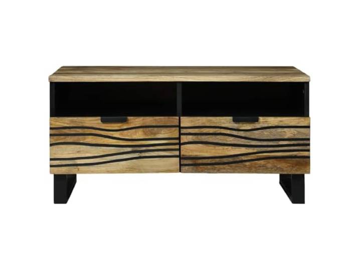 KTHLBRH Couchtisch natur 80 x 54 x 40 cm Massives Akazienholz, elegante Linien, modernes Design, Wohnzimmer
