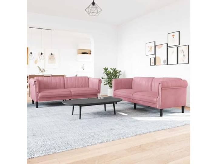 HEFZGDB 2-TLG. Sofagarnitur Rosa Samt, Weiches Samt Sofa Set mit Bequemer Sitzfläche, Stabile Stützbeine für Langlebigkeit, Modernes Design für Wohnzimmer, Entspannung und Komfort