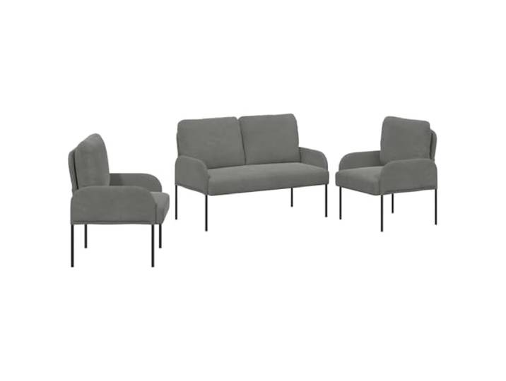 Makastle Sofa Couchgarnituren 3er Set Dunkelgrau Sperrholz