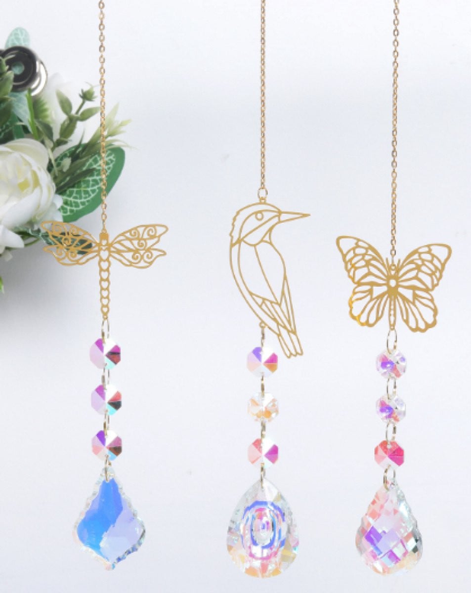 3-pack Kristallen Zonnevangers Vlinder Uil en Kolibrie - Regenboog Prisma Decoratie voor Binnen en Ramen