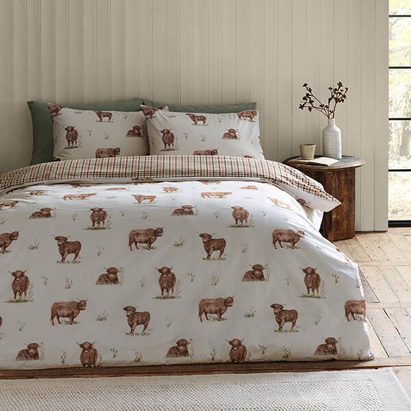 Catherine Lansfield Angus Highland Cow Duvet Cover Set Natural