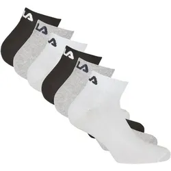 FILA Unisex Quarter Socken, 6er Pack - Kurzsocken, Training, Sport, Logo (2x 3 Paar), Größe 39-42 in Bunt Bunt
