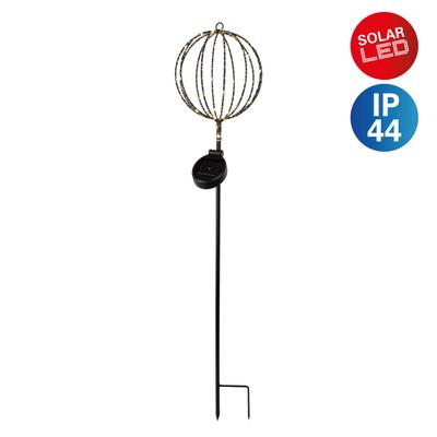 LED Solarleuchte NÄVE "Königstein", schwarz, H:76cm Ø:15cm, Leuchten, Dekoerdspieß, kugelförmiger Kopf, schwarz, Schiebeschalter, H: 78cm